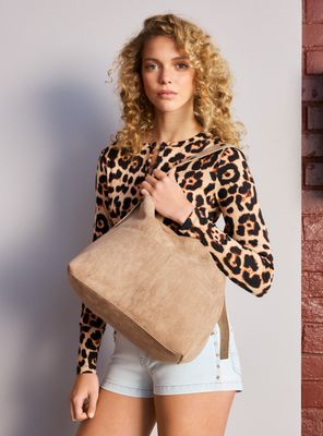 Cartera de Hombro Tipo Tote Efecto Suede