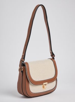 Imagen 2 del producto Cartera Crossbody Textil con Detalles Efecto Cuero