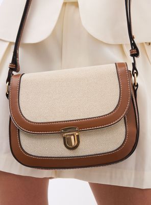 Imagen 2 del producto Cartera Crossbody Textil con Detalles Efecto Cuero