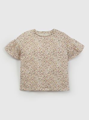 Polera Estampado Mini Flores con Vuelos en Manga