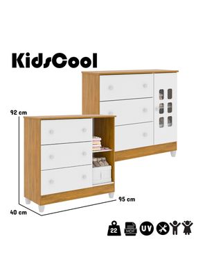 Imagen 2 del producto Cómoda 3 Cajones con Puerta Blanco/Miel Maria