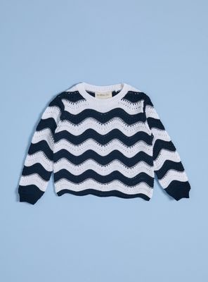 Imagen 2 del producto Sweater Cuello Redondo con Líneas Irregulares Bicolor