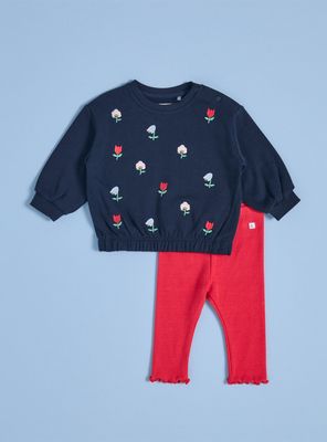 Imagen 1 del producto Buzo con Flores Bordadas a Tono con la Calza