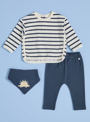 Imagen 1 del producto Conjunto Set 3 Piezas Polerón, Babero Dino y Pantalón