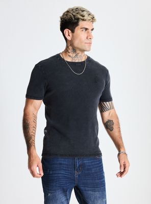 Polera Manga Corta Básica Slim Fit Rib con Bordado