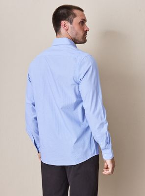Imagen 2 del producto Camisa Manga Larga Poplin Algodón Rayas Cuello Italiano