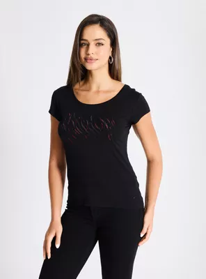 Polera Básica Ajustada Estampado Brillante