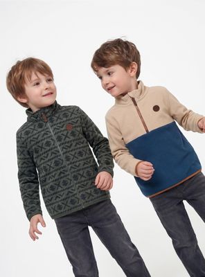 Imagen 2 del producto Polerón Polar Bipack Estampado y Color Block Medio Cierre