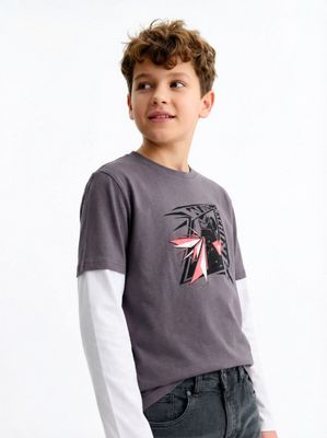 Polera Doble Manga Color con Estampado Avengers