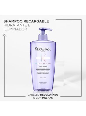 Imagen 2 del producto Shampoo XL Hidratante Cabello Rubio O Decolorado Bain Lumiere Blond Absolu 500ml