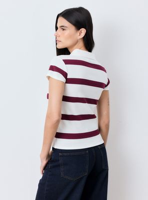 Imagen 2 del producto Polera Cuello Polo con Botones Rayada