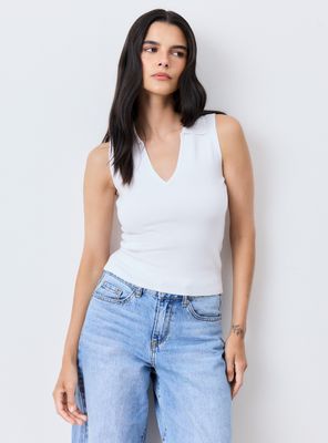 Polera Tejida sin Mangas Cuello Polo