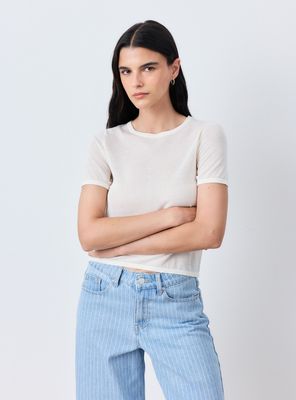 Polera Tejido Fino Manga Corta