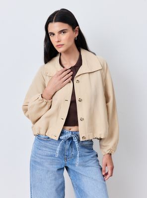 Imagen 1 del producto Chaqueta Balloon Cuello Alto con Lino