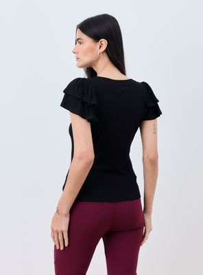 Polera Acanalado Manga Doble Vuelos