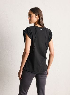 Imagen 2 del producto Polera con Cinta Bordada en Mangas y Proceso de Teñido