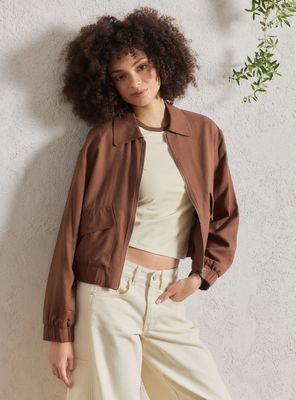 Chaqueta Bomber con Cierre Frontal
