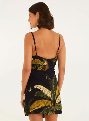 Imagen 2 del producto Vestido Corto con Escote Asimétrico Detalle Diseño Palmeras