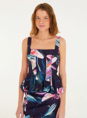 Blusa Aglobada y Escote Cuadrado