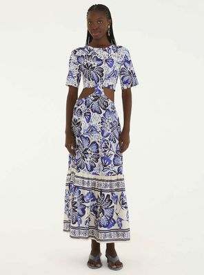 Vestido Midi Detalle de Cortes Diseño Floral