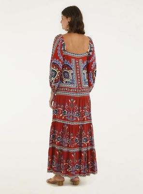 Imagen 2 del producto Vestido Midi Escote Cuadrado y Mangas Aglobadas