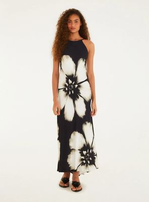 Vestido Midi Cuello Halter Diseño Flores