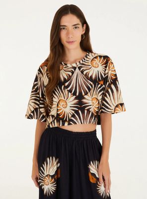 Polera Crop Diseño Caracoles de Mar