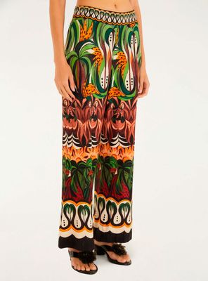 Pantalón Recto Diseño Tropical