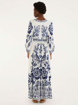 Imagen 2 del producto Vestido Largo con Mangas Aglobadas Diseño Floral