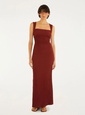 Vestido Largo Ajustado Escote Cuadrado