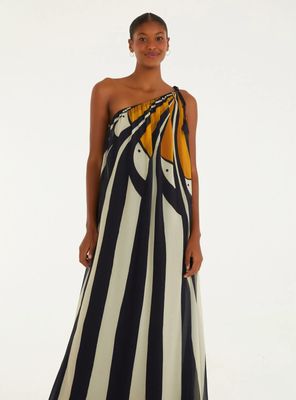 Imagen 2 del producto Vestido Largo Escote Asimétrico Diseño Tucanes