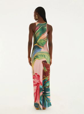 Imagen 2 del producto Vestido Largo Ajustado Diseño Hojas Tropicales