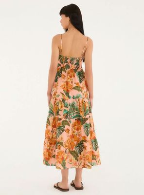 Imagen 2 del producto Vestido Midi con Detalle de Lazo Frontal Floral Tropical