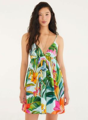 Vestido Corto Diseño Tropical