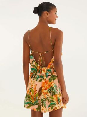 Imagen 2 del producto Vestido Corto Halter con Vuelo Diseño Tropical