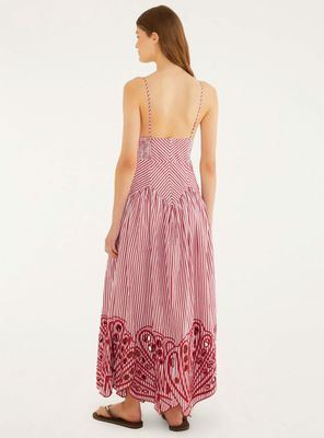 Imagen 2 del producto Vestido Largo Diseño de Rayas y Bordado Inferior