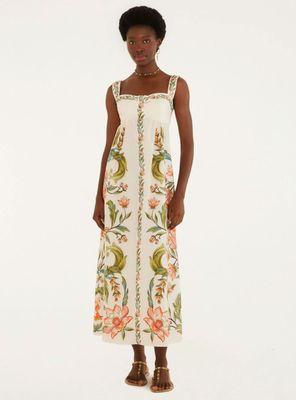 Vestido Midi con Detalles Florales