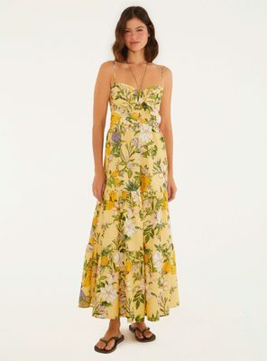 Vestido Midi Detalle Lazo y Diseño Floral