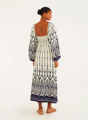 Imagen 2 del producto Vestido Midi con Mangas Aglobadas Detalle en Escote