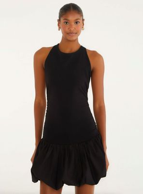 Vestido Corto Globo con Detalle de Lazos