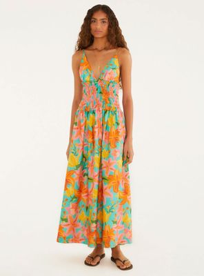 Vestido Escote V y Detalle de Panal