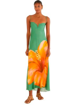 Vestido Midi Escote Corazón Diseño Maxi Flor