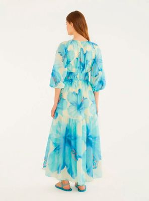 Imagen 2 del producto Vestido con Mangas Aglobadas Diseño Maxi Flores