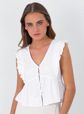 Imagen 2 del producto Blusa Vuelos sin Mangas y Botones Frontales