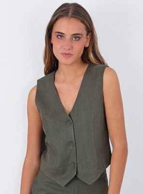 Vest Lino Rayas Colección Josefa Saez