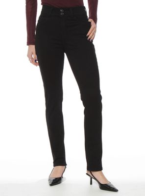 Jeans Pitillo Tiro Alto Pretina Media 2 Botones Push Up J34