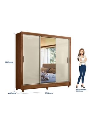 Imagen 2 del producto Clóset 3 Puertas con Espejo Francia Jequitiba Off White