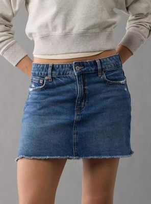 Falda Mini Mezclilla Perfecta de Cintura Alta Elástica Ae