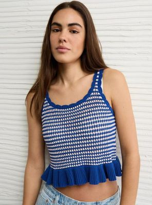 Top Ae Parte de Arriba sin Mangas Crochet con Peplo