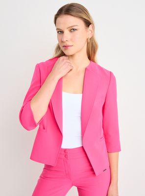 Blazer Liso con Solapa y sin Cuello Manga 3/4 Color